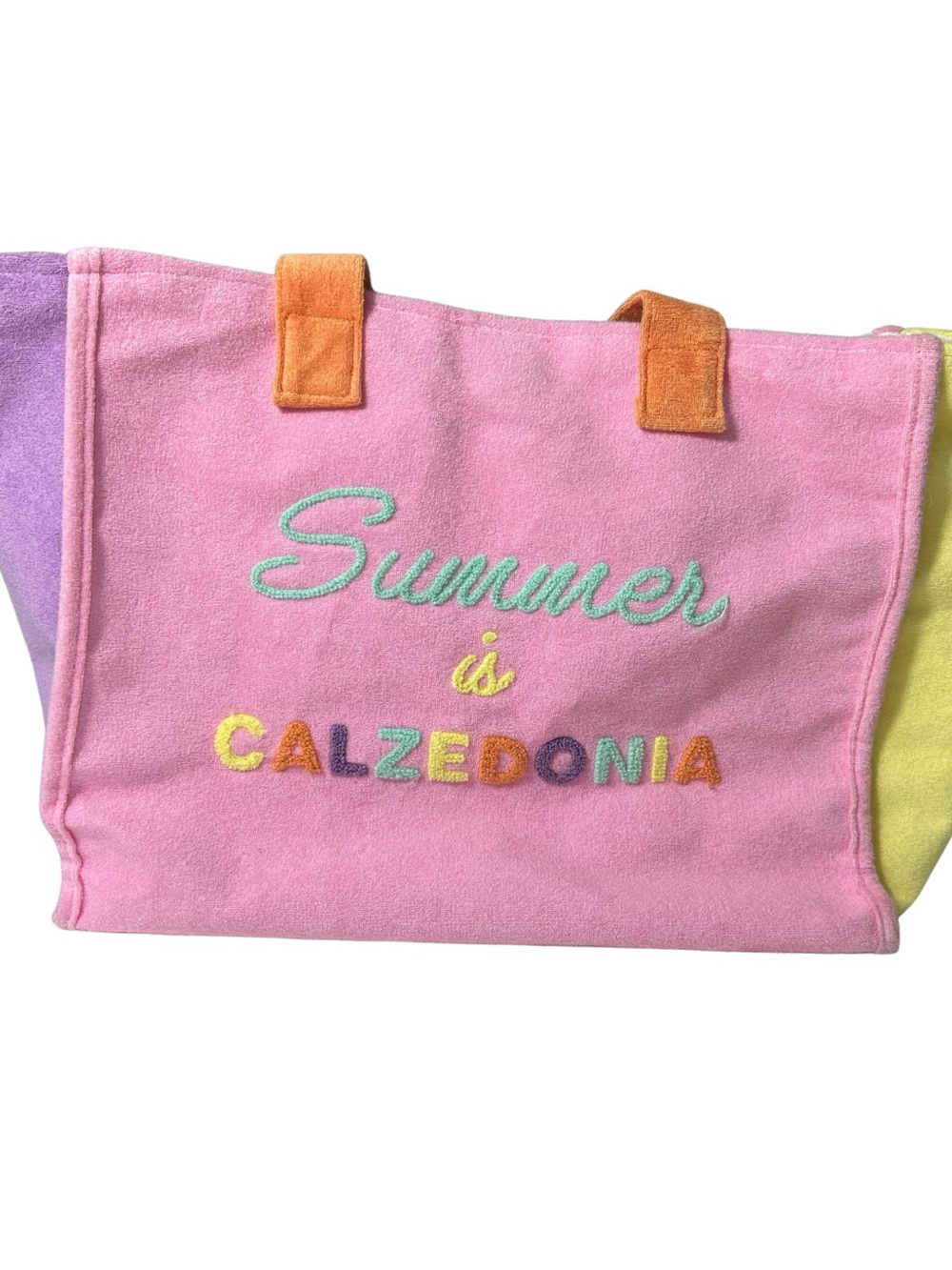 CALZEDONIA Pastel Colorblock Tote Bag - Mint, Lavender & Pink